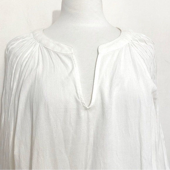 Ava & Viv Tops - Ava & Viv Boho Gauzy Beautiful Tucked Balloon Sleeve White Tunic Top 2X